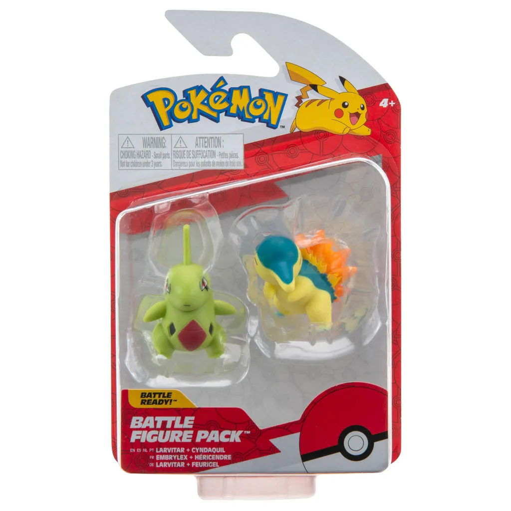 JAZWARES Pokémon Battle Figuren Wave 10 (5 Bis 8 Cm), Charakter :Larvitar + Feurigel – Bild 2