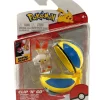 JAZWARES Pokémon - Clip'n Go Set Wave 10, Charakter :Hopplo + Flottball