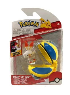 JAZWARES Pokémon - Clip'n Go Set Wave 10, Charakter :Hopplo + Flottball