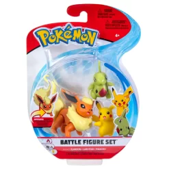 JAZWARES FIGUR POKEMON BATTLE 3PACK WEI.PIKACHU,LARVI,FLAMA - Fanartikel
