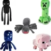 JAZWARES Minecraft Plüschtiere 5er Set - Plüsch - Spinne/Endermand/Kletterpflanze/Schwein/Krake - Ca. 22 Cm - Spielzeug