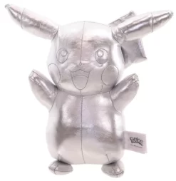 JAZWARES Pokemon Plüschfigur - Pikachu Jubiläum Select (silber, 30cm) Kuscheltier Stofftier Plüschtier