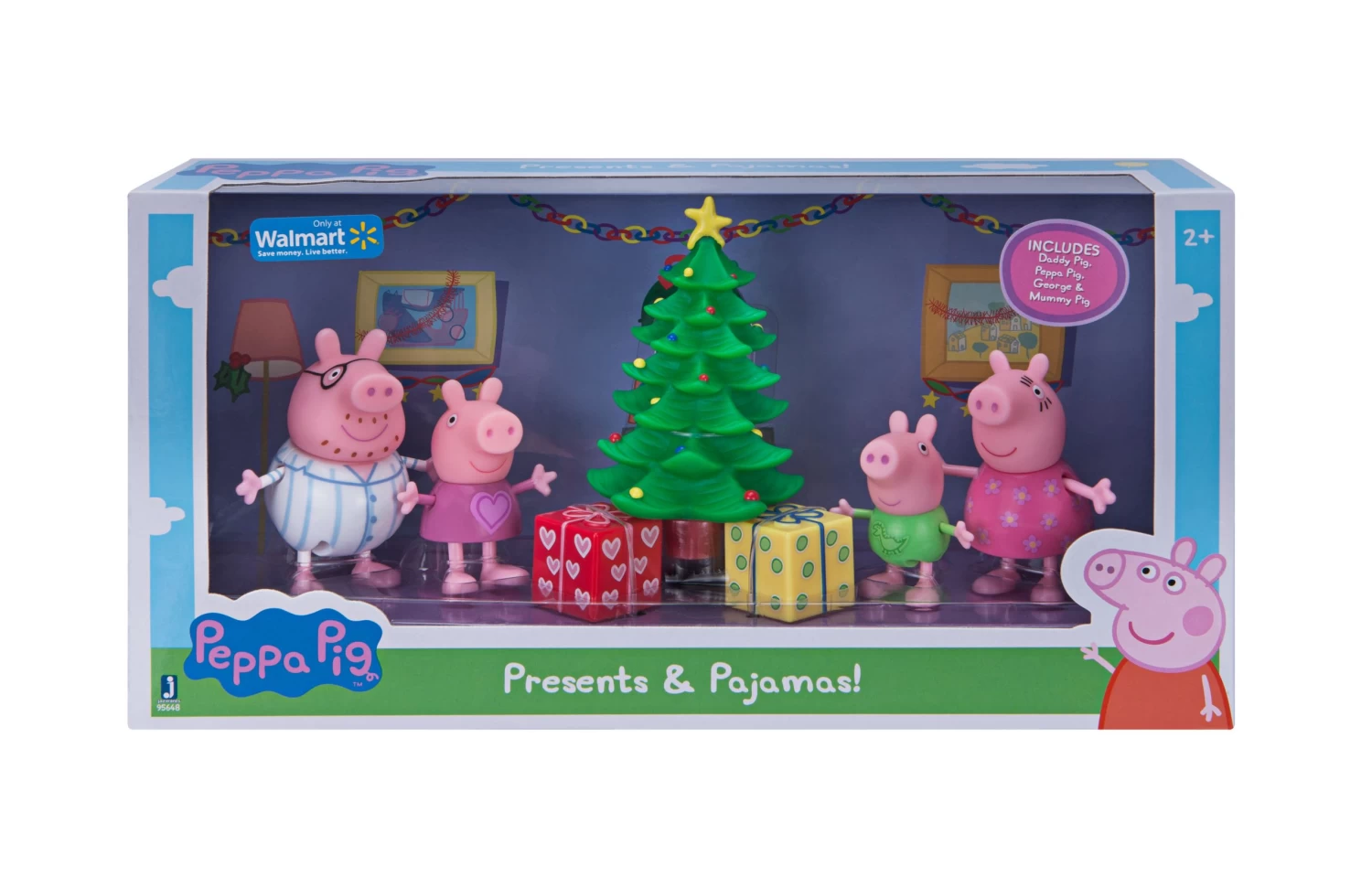 JAZWARES Peppa Pig Weihnachtsabend Mit 4 Figuren Weihnachtsbaum Spiele-Set Winter 95648