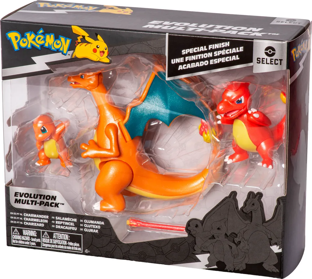 Jazwares PKW2777 - Pokémon - Select Entwicklungs Multipacks - Glumanda #1, Glutexo, Glurak – Bild 3