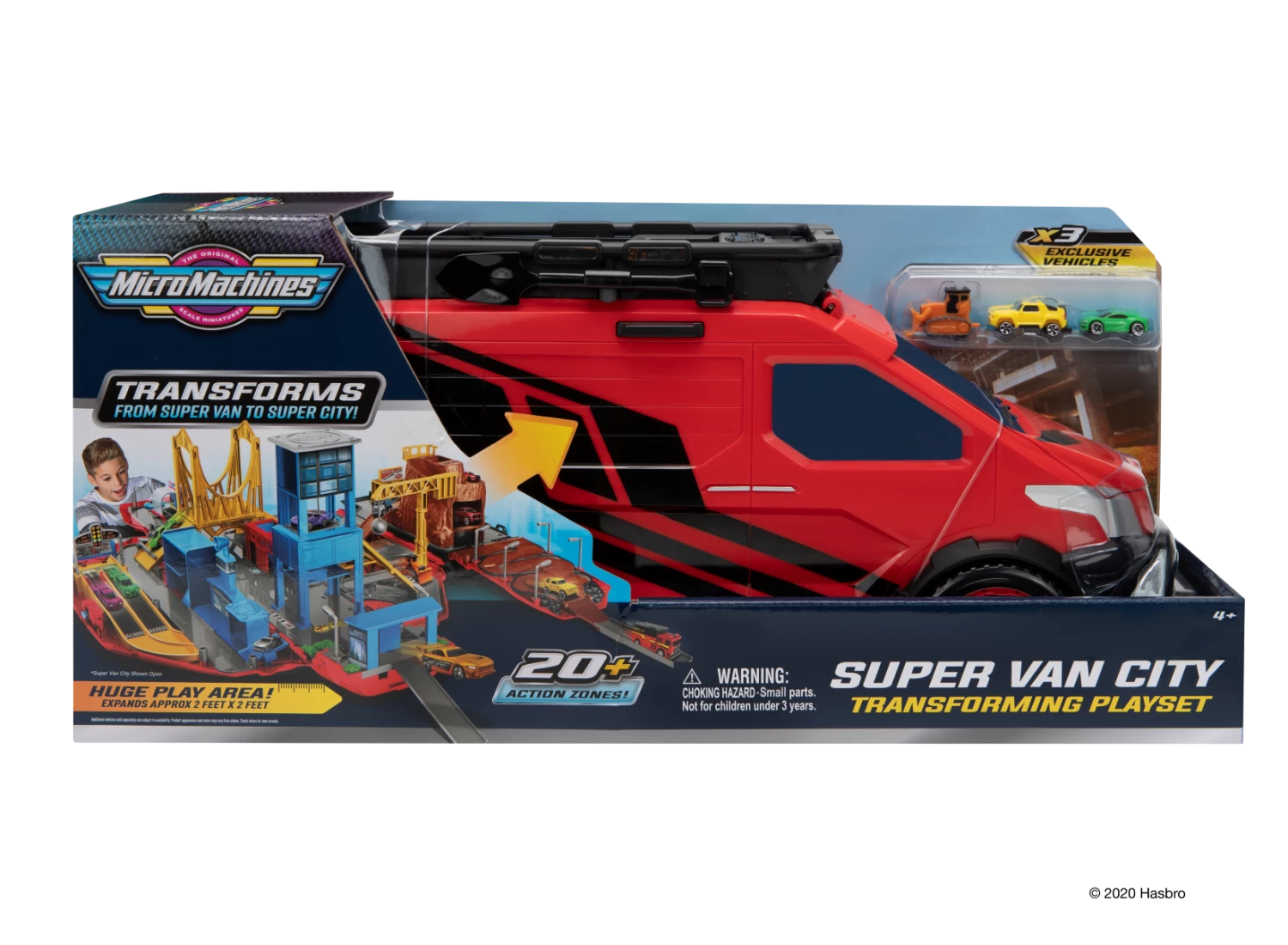 JAZWARES MicroMachines Super-Van-City Riesige Spielstadt Inkl. 3 Fahrzeuge Ca. 60x60 Cm