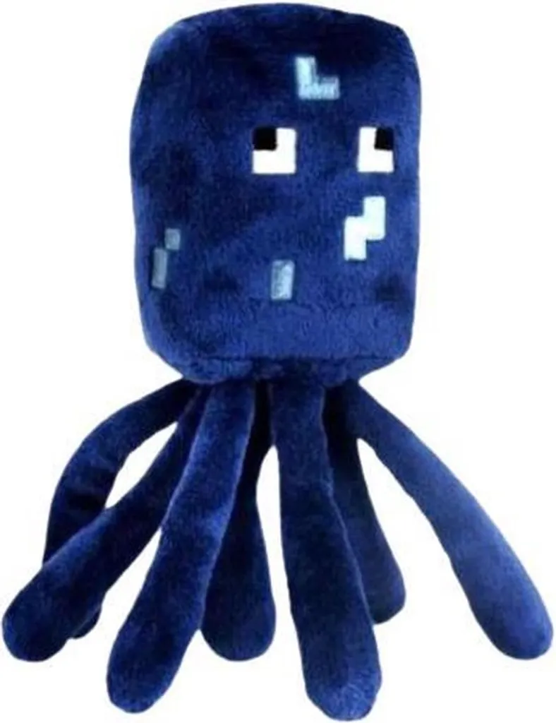 JAZWARES Tintenfisch Minecraft Plüsch | Plüsch | 19CM | Stefan | Oktopus | Minecraft Grundgestein | Minecraft-Dungeons | Blockspiel | TNT | Taschenausgabe