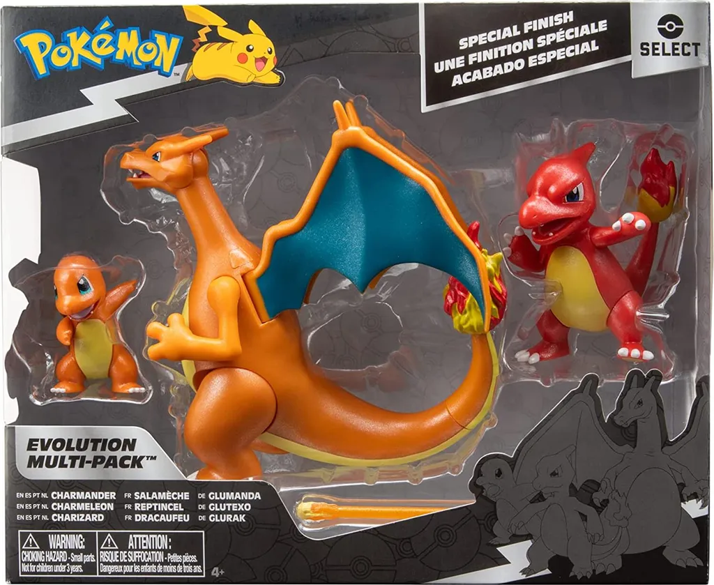 Jazwares PKW2777 - Pokémon - Select Entwicklungs Multipacks - Glumanda #1, Glutexo, Glurak – Bild 4
